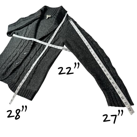 Chunky Cable Knit Fisherman Cardigan Marled Gray Women L Heritage Dark Academia - Picture 6 of 11